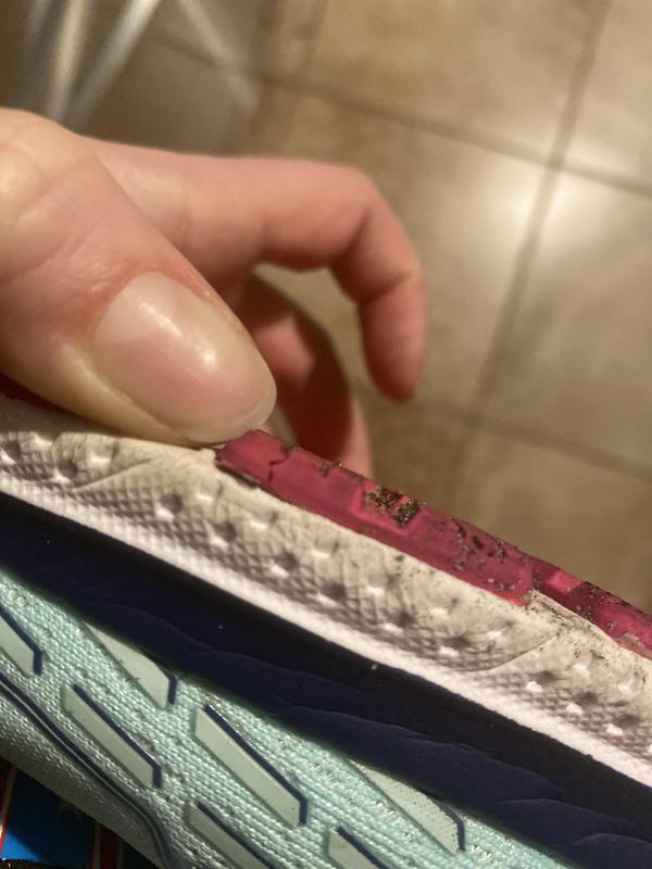 The tread broke and is coming off