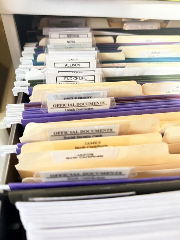 Filing cabinets.