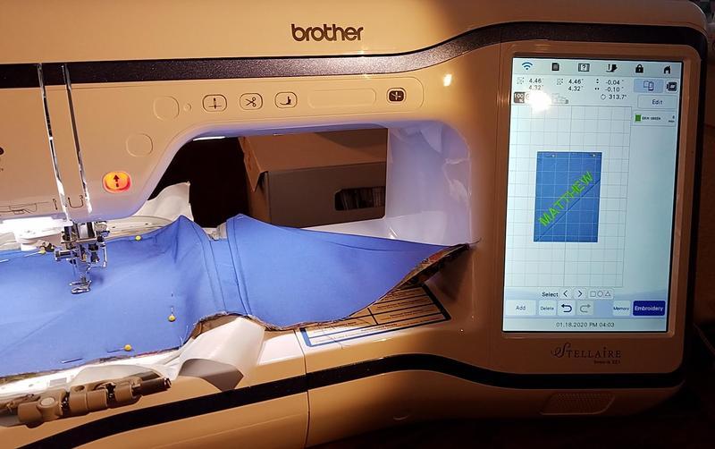 Personalizing a "Bendy Bag" (design by Joan Hawlings). So easy to place embroidery just where I want it with the Snap App feature!