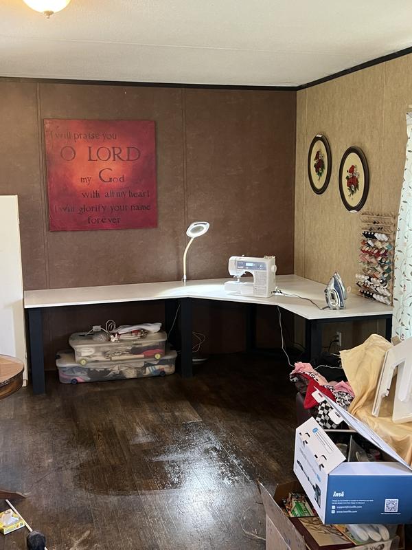 New sewing corner in my living room built by daughter and son in law!