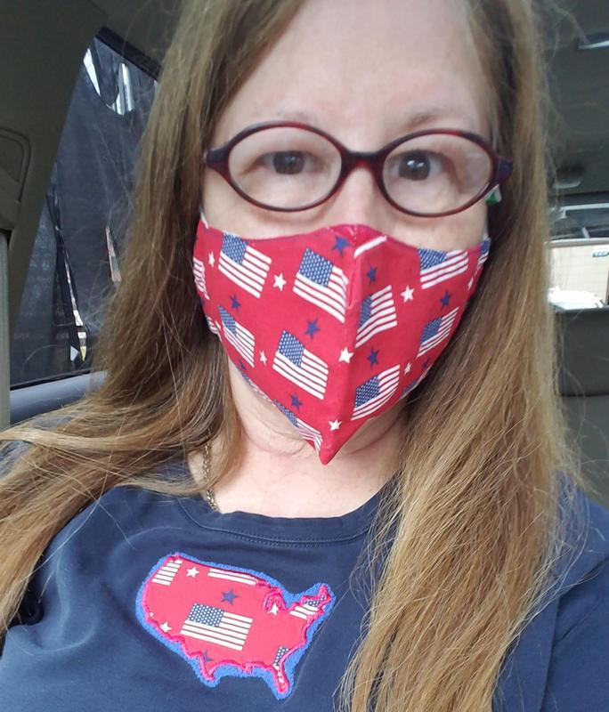 Custom applique to match my mask, for July 4, 2020.
