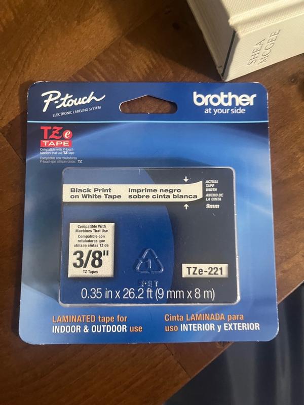 Brother P-touch TZE221 | 9mm Black on White Laminated Tape