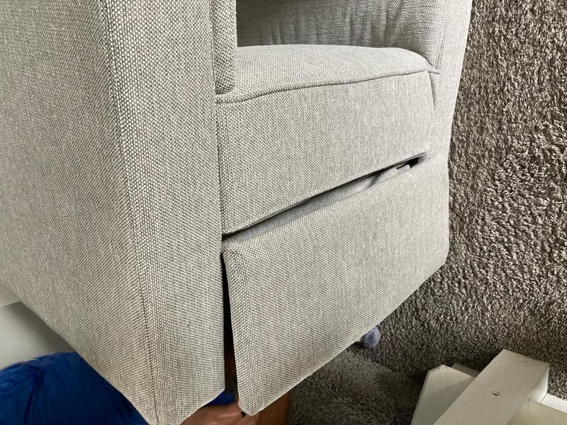 Willa Swivel Recliner Glider in Performance Gray Eco Weave Customer