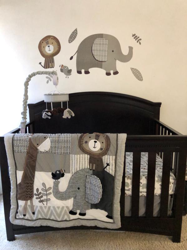 Lambs & Ivy® Urban Jungle 4Piece Crib Bedding Set in Grey/White