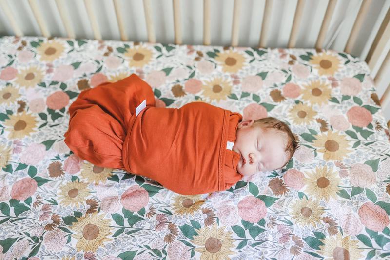 embe® Starter 2Way Organic Cotton Swaddle in Tan Stripe Bed Bath