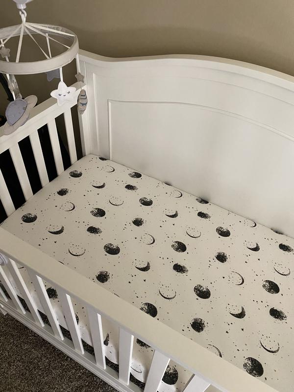 goumi Organic Cotton Many Moons Fitted Crib Sheet in Black/Gold buybuy BABY