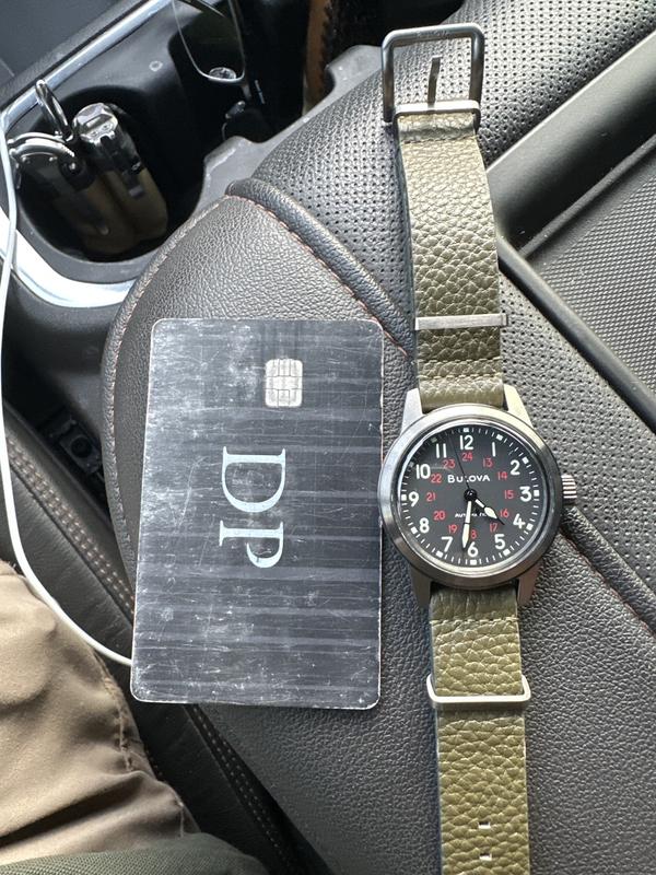 98A255 Black Hack Leather Bulova | Dial Strap Watch