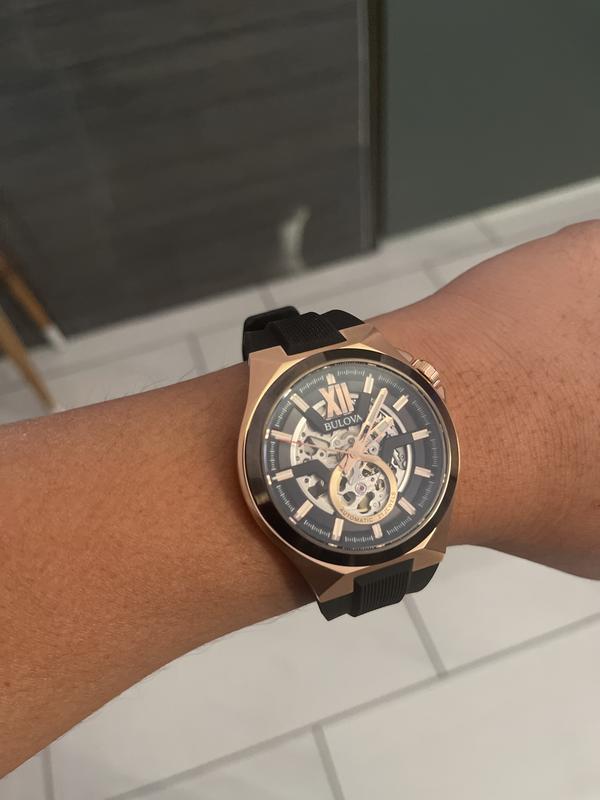 Bulova Maquina Men\'s | Bulova Rose Automatic Black Classic Gold Watch