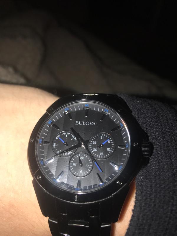 Bulova black store stainless steel watch