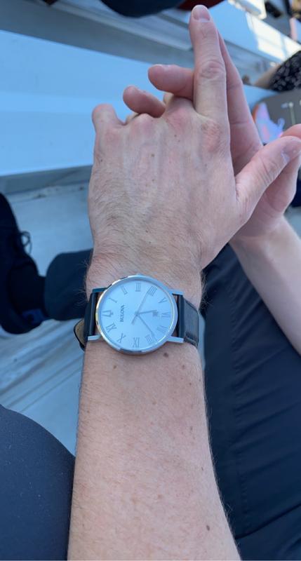 Bulova American Clipper White Dial Black Strap Steel Watch | Bulova
