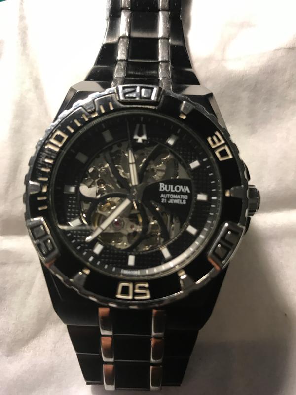 Bulova Maquina Black Dial Black Stainless Steel Watch | Bulova