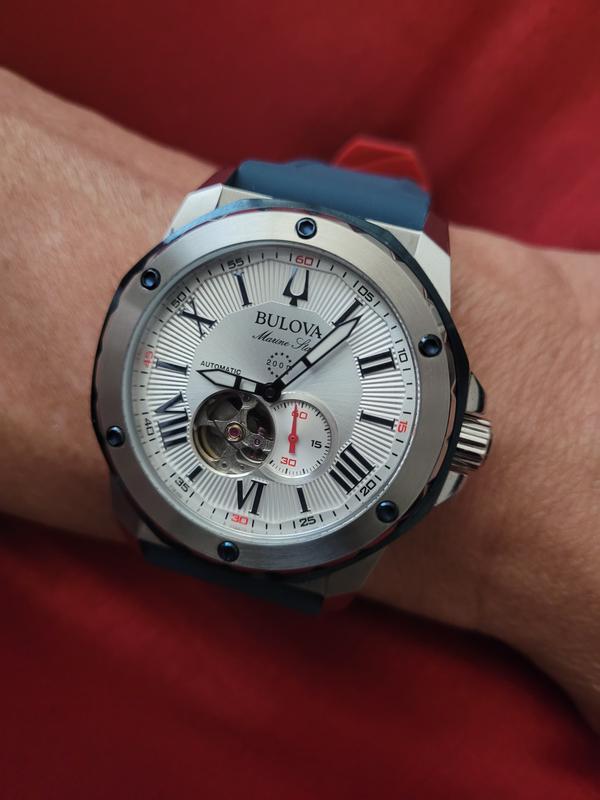Strap Bulova Blue Watch | White Dial Marine Star Bulova