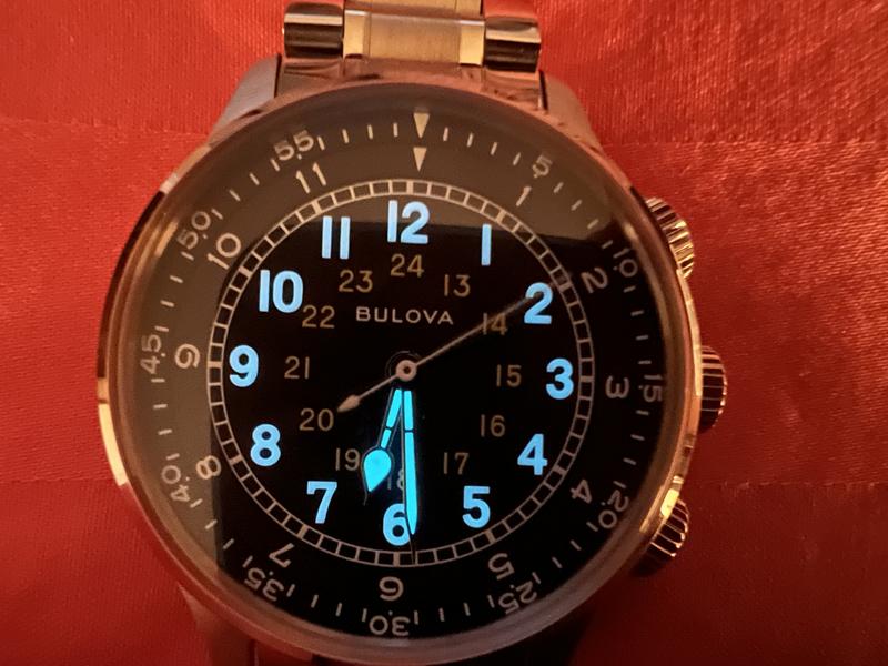 Bulova Strap Pilot Leather Dial | A-15 96A245 Black