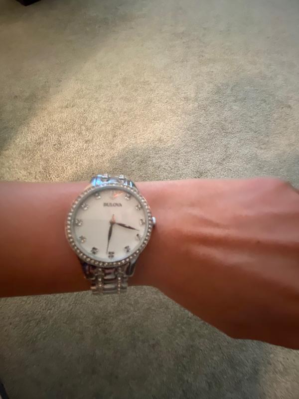 Bulova ladies crystal clearance watch