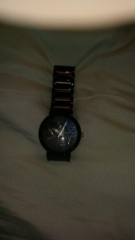 Bulova black hotsell dial men's watch