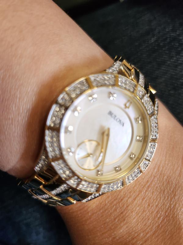 Bulova Regatta features a lustrous black mother-of-pearl dia, Holliday  Jewelry