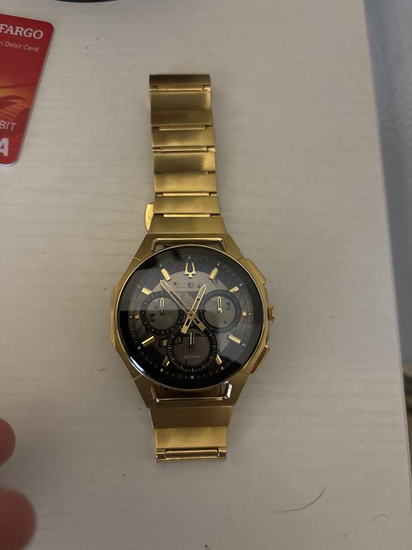 Bulova CURV Gold Black Dial Chronograph Stainless Steel Watch | Bulova
