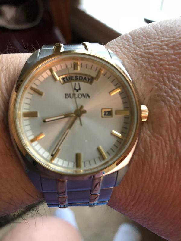 Bulova Surveyor Men s Gold Silver Dial Stainless Steel Watch Bulova