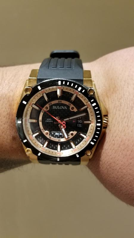 Bulova Precisionist Men's Rose Gold Black Dial Watch | Bulova