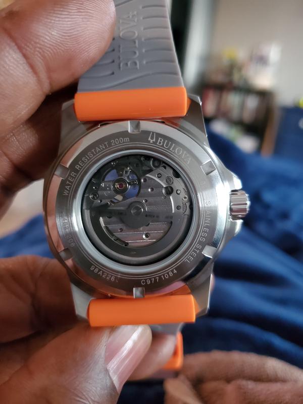 Star Bulova Men\'s Orange Watch Silicone | Strap Bulova Marine Silver