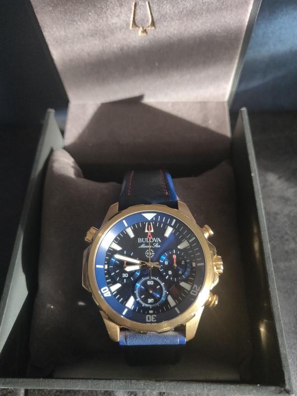 Bulova marine star outlet blue and gold