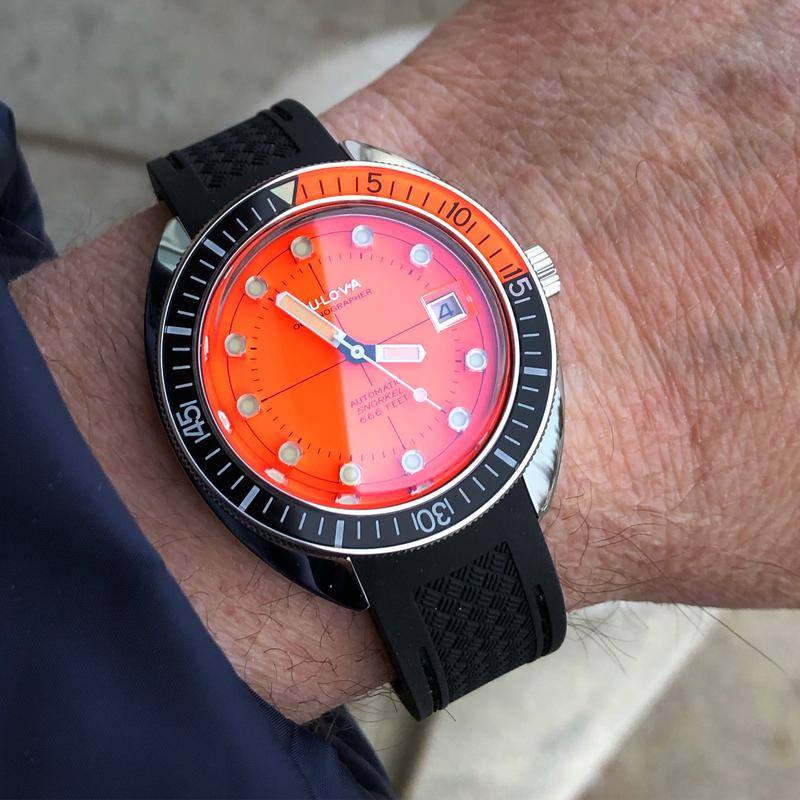 Orange Dial Polyurethane Strap Devil | Diver 96B350 Bulova