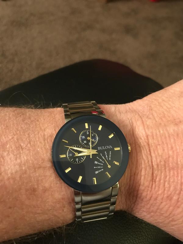 Bulova Futuro Men's Gold Tone Blue Dial Stainless Steel Watch | Bulova