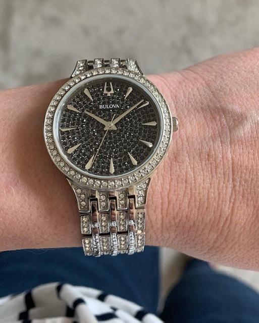 Bulova silver hot sale crystal watch