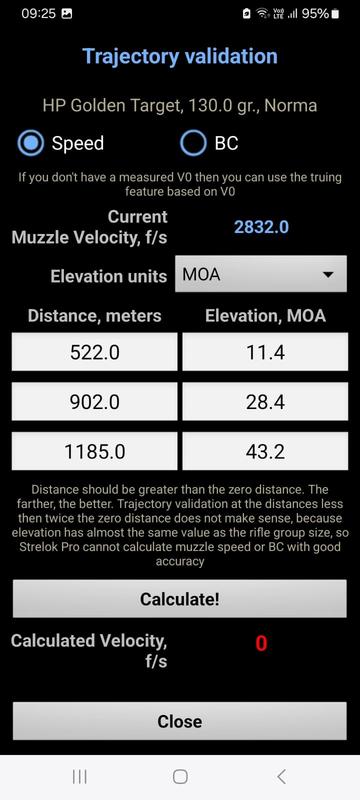 Example of trueing ballistics in Strelok Pro