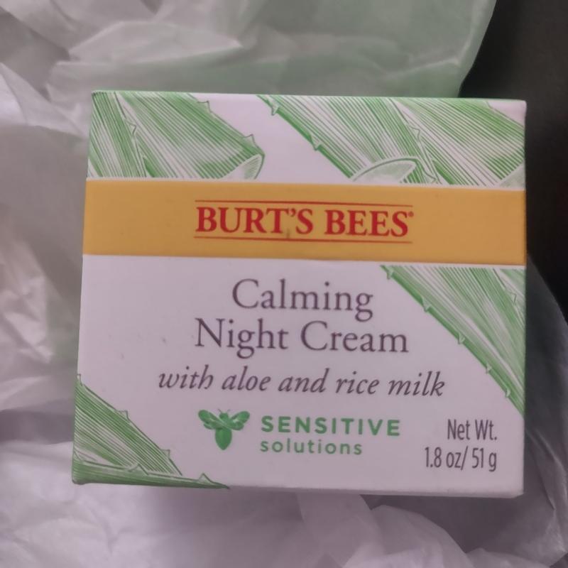 Burt's Bees Sensitive Solutions Calming Night Cream with Aloe & Rice Milk,  1.8Oz