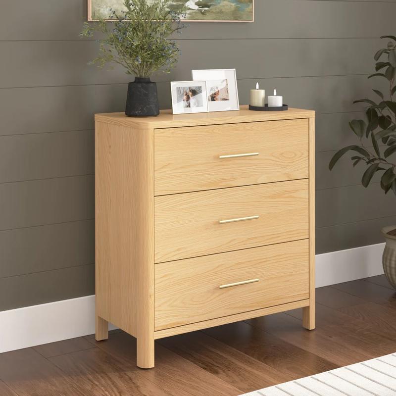 Bush Home Vera 3 Drawer Dresser in Natural White Oak by Bush Home