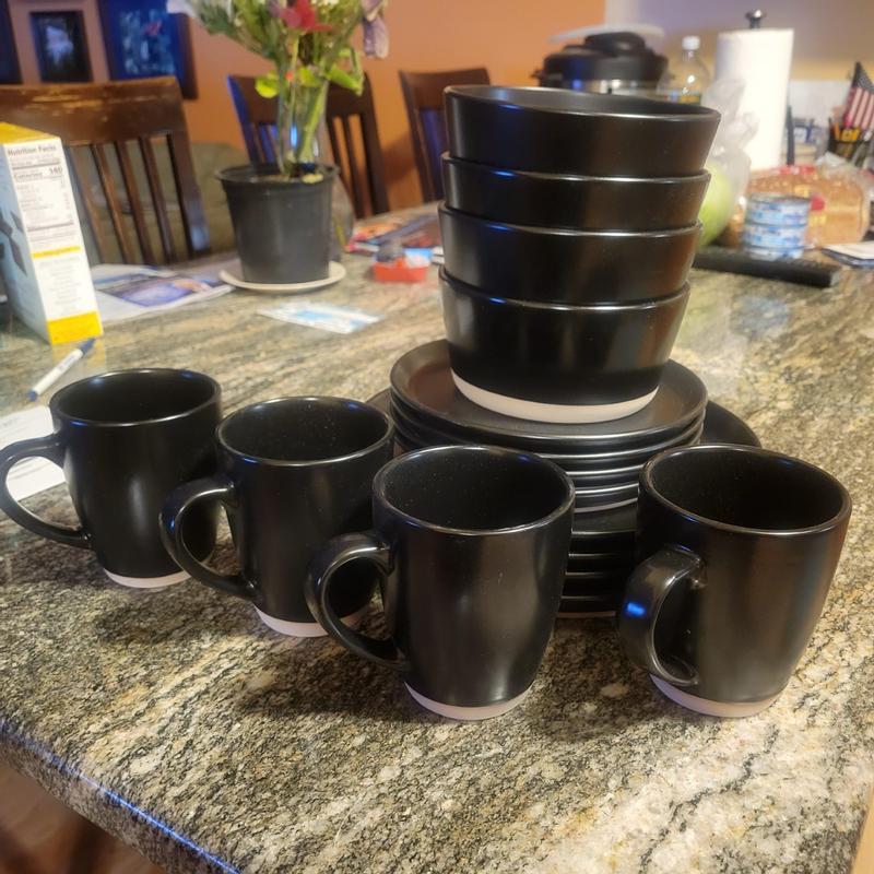 Stone + Lain  Jules Stoneware 16-piece dinnerware set -black
