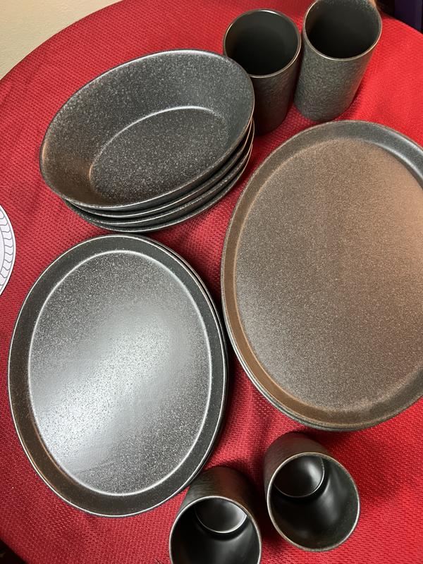 Stone + Lain Katachi Stoneware Charcoal Dinnerware Set | 32-Piece