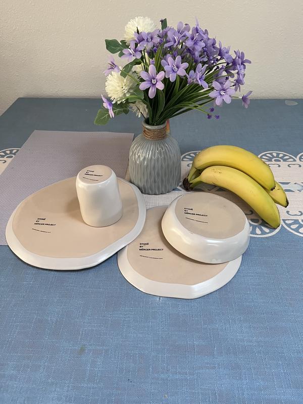 Stone + Lain Hekonda Stoneware White Speckled Dinnerware Set