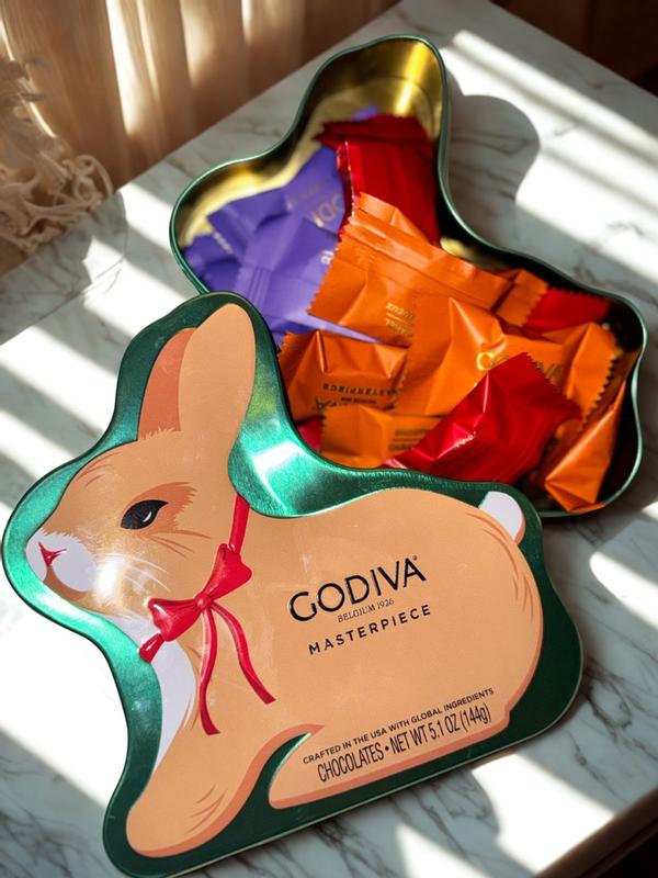 Chocolate Masterpiece Bunny Tin 15pc. | GODIVA – GODIVA