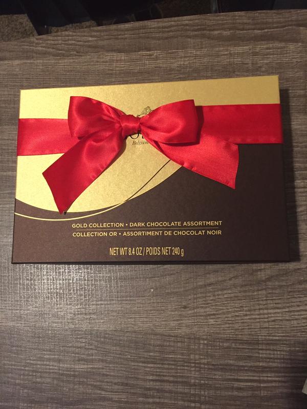Dark Chocolate Gift Box, Gold Ribbon, 22 pc.