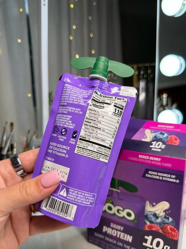 GOGO 10g Protein Mixed Berry Dairy Snack On The Go Pouches , 4.2