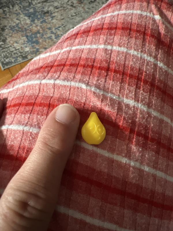 As you can see the color water drops are smaller then my finger nail.  Easy for a young child to swallow