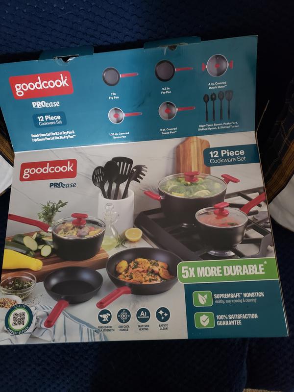 GoodCook ProEase Nonstick 12 Piece Cookware Set with Utensils, Black -  GoodCook