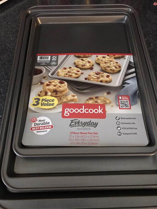 GoodCook Everyday Nonstick Steel 3pc Baking Sheet Set , 17 x 11