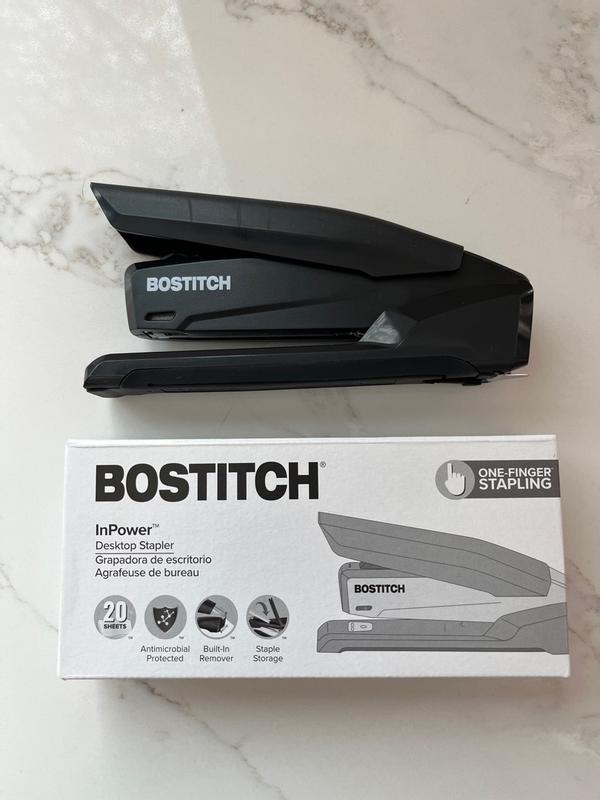  Bostitch Office InPower Spring-Powered Desktop Stapler, 20  Sheet Capcity, Built in Remover, Blue (1122) : Desk Staplers : Office  Products