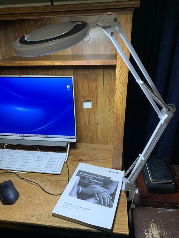 Bostitch 45 in. Magnifying White Desk Lamp with Clamp Mount