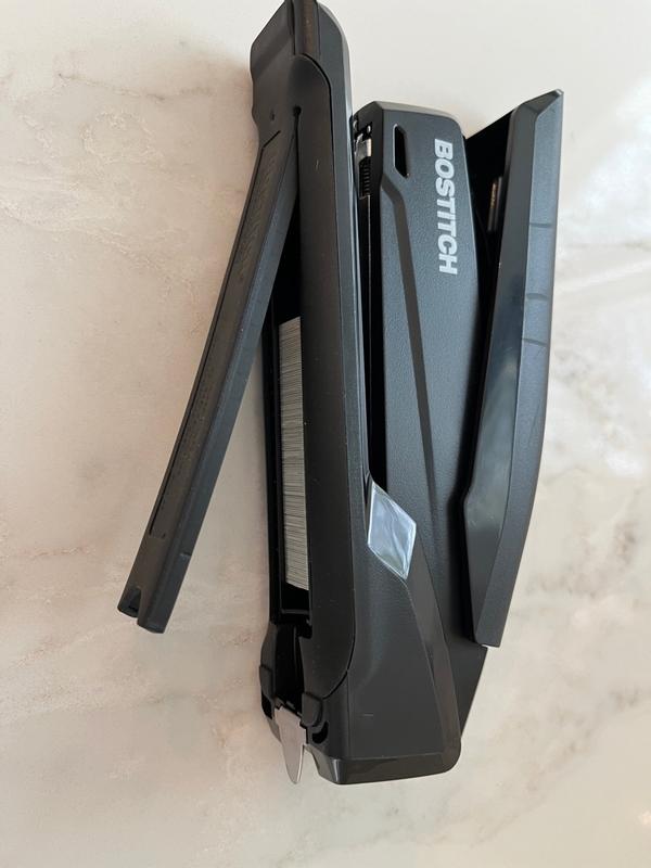 InPower Spring-Powered Premium Desktop Stapler, 28-Sheet Capacity, Black-Silver