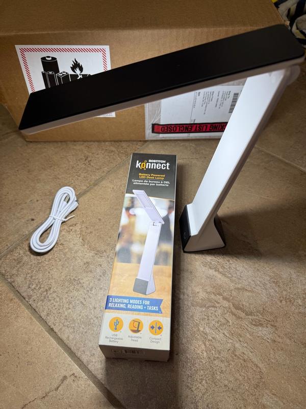 Bostitch 11 in. Gray Battery Powered LED Desk Lamp with