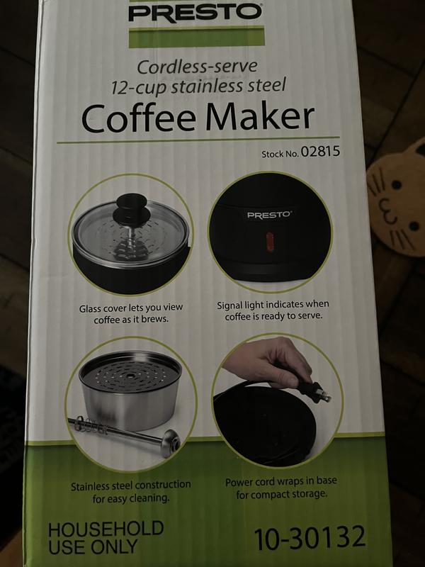 WalterDrake Presto 02811 12 Cup Stainless Steel Coffee Maker, CHROME