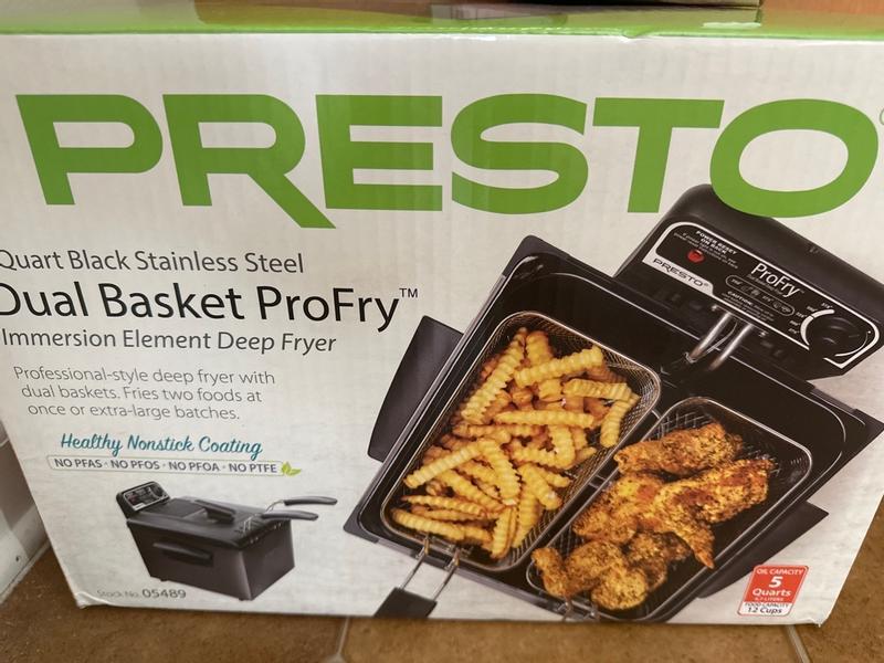 Black Stainless Steel Dual Basket ProFry™ immersion element deep fryer - Deep  Fryers - Presto®