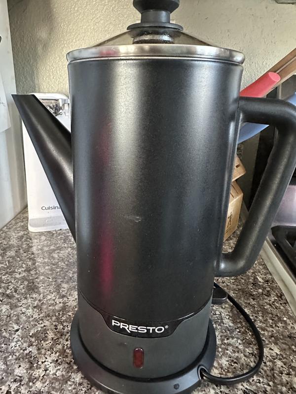Presto 02815 12-Cup Cordless Stainless Steel Coffee Percolator - Modern  Design, Easy Pour Spout, Stay-Cool Handle, Matte-Black