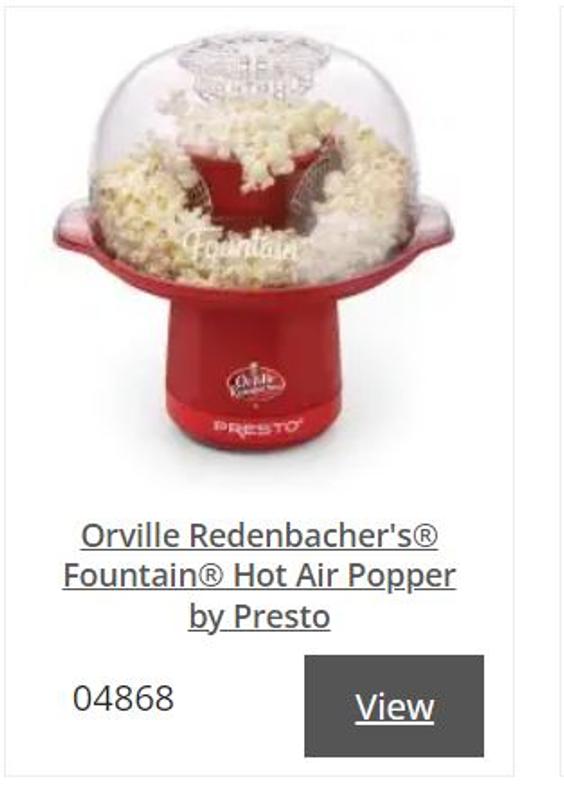 Orville Redenbacher's® Fountain® Hot Air Popper by Presto