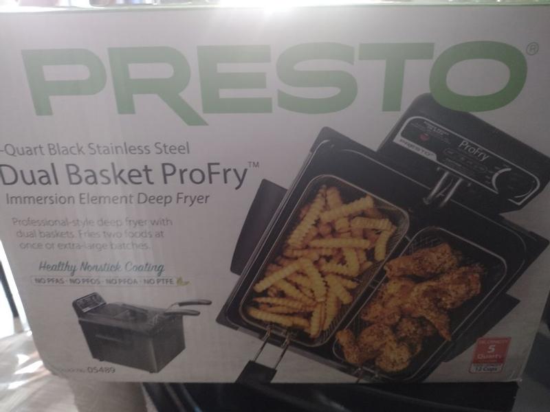 Presto 5Qt Dual Basket Pro Fry Immersion Element Black Deep Fryer 05489  Kitchen