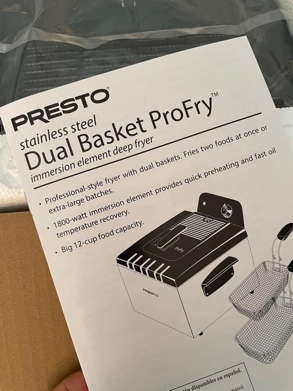 Black Stainless Steel Dual Basket ProFry™ immersion element deep fryer - Deep  Fryers - Presto®